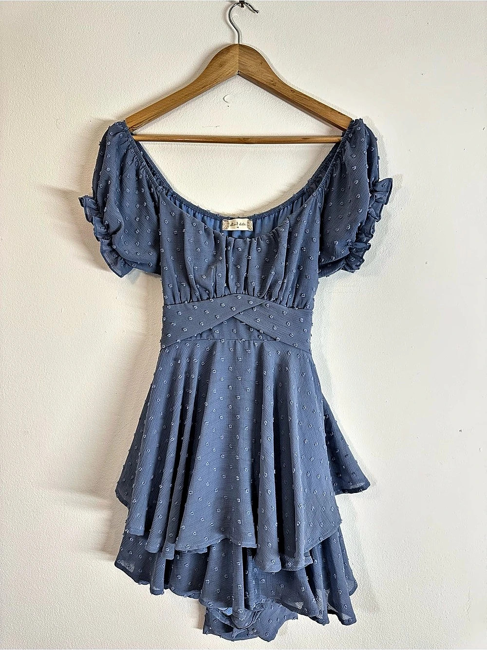 Altar’d State Blue Polka Dot Mini Romper Size Medium Like New